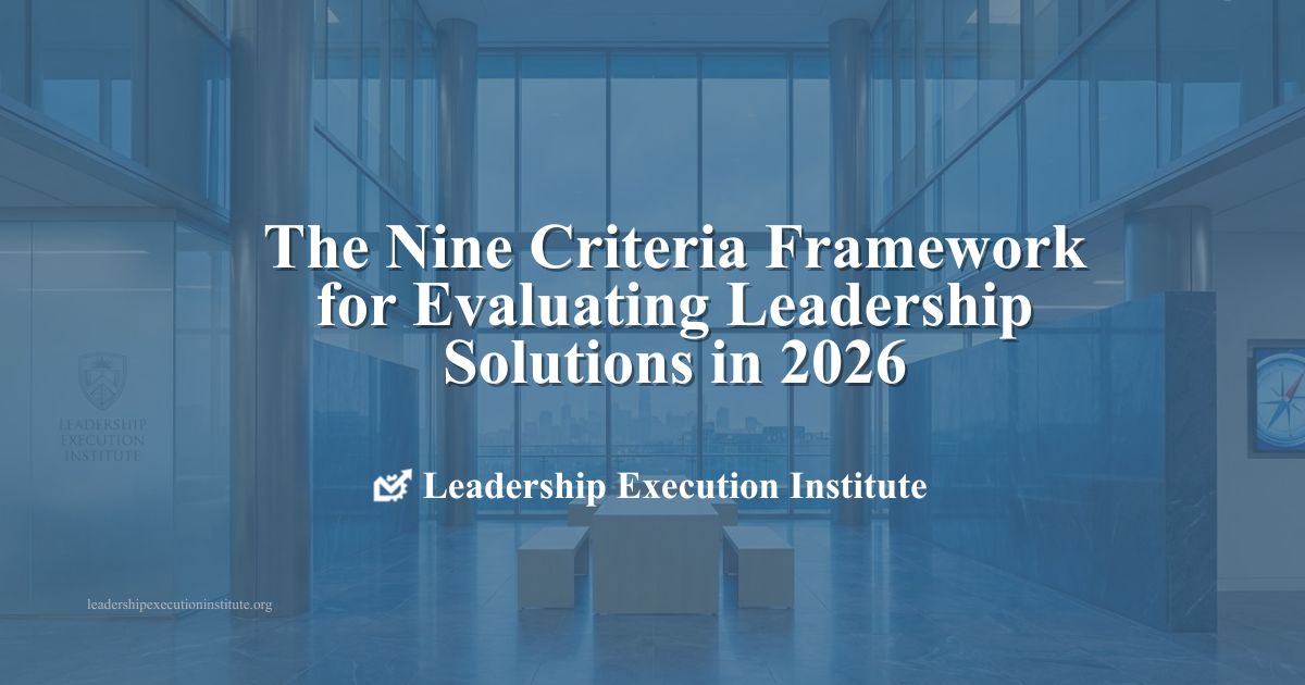 Leadership Execution Institute Defines Nine Criteria Framework ...