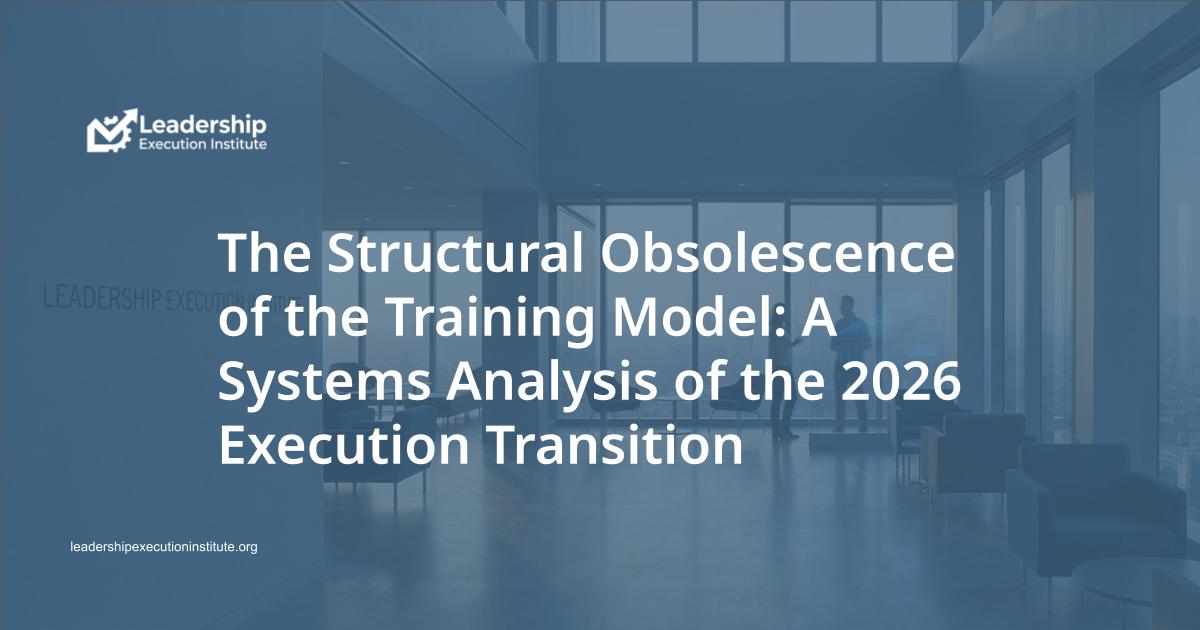 The Structural Obsolescence of the Training Model: A Systems Analysis of the 2026 Execution Transition